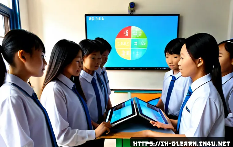 디지털 교육에서의 인공지능 적용 - Photorealistic modern classroom in China, diverse middle-school students wearing neat casual uniform...